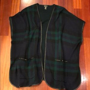 Forever 21 Green Plaid One Size Poncho